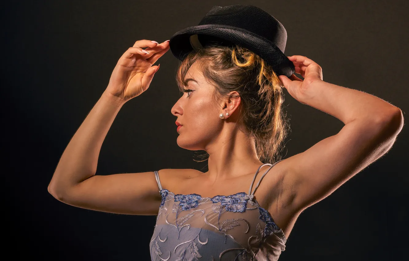 Photo wallpaper pose, hat, hands, Size