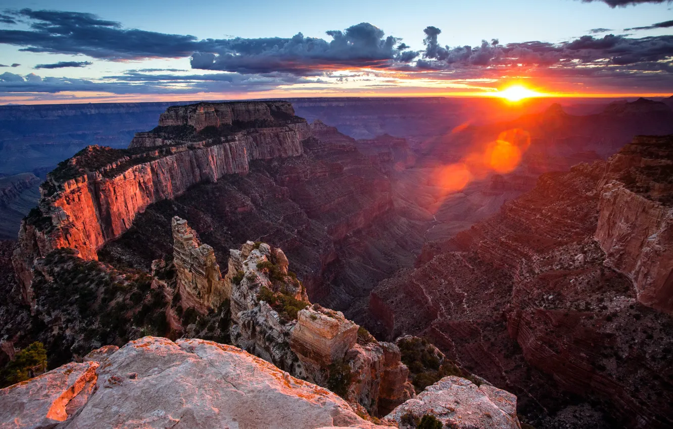 Photo wallpaper sunset, Grand Canyon, North Rim