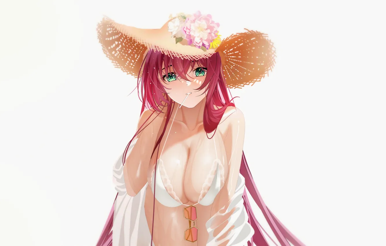 Photo wallpaper girl, sexy, cleavage, long hair, boobs, anime, beautiful, pretty