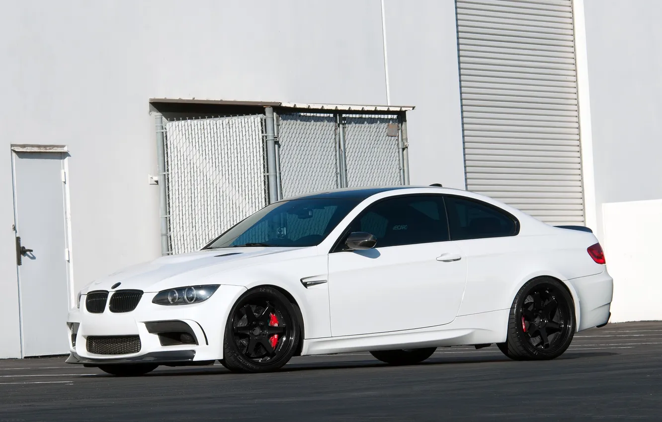 Photo wallpaper white, building, BMW, coupe, BMW, the door, white, side view