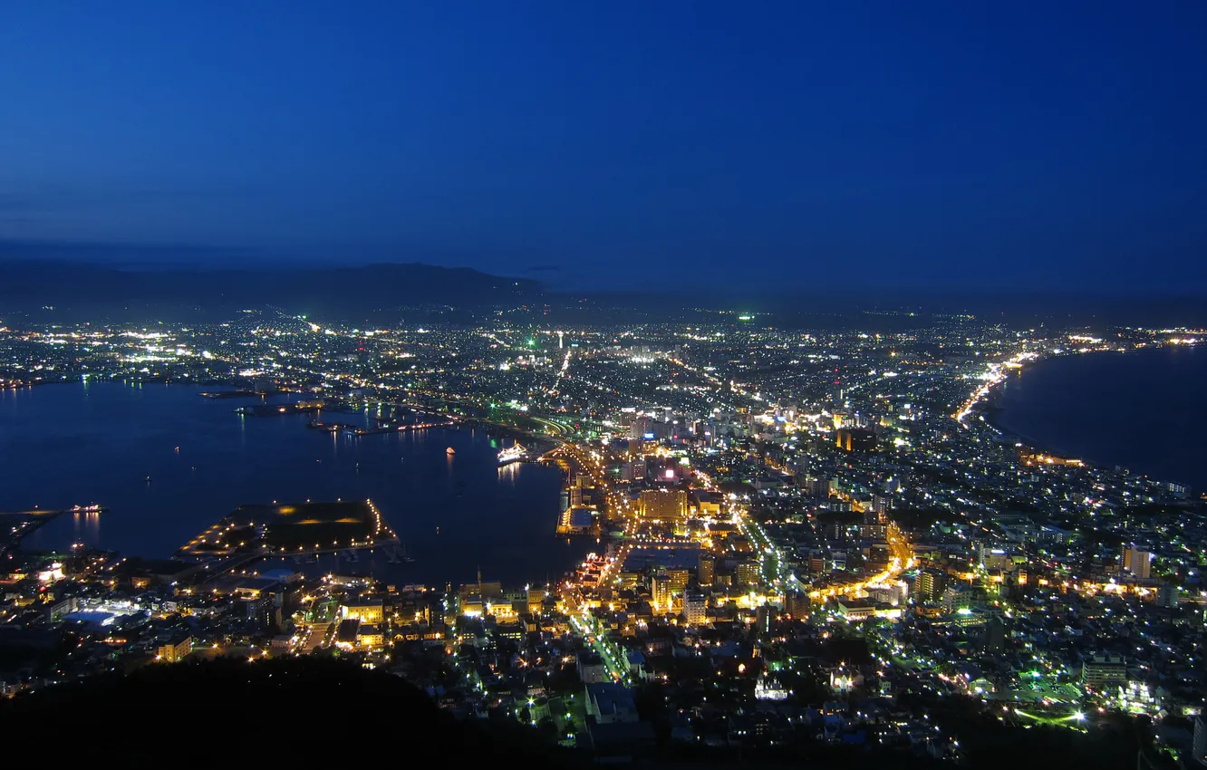 Photo wallpaper night, the city, lights