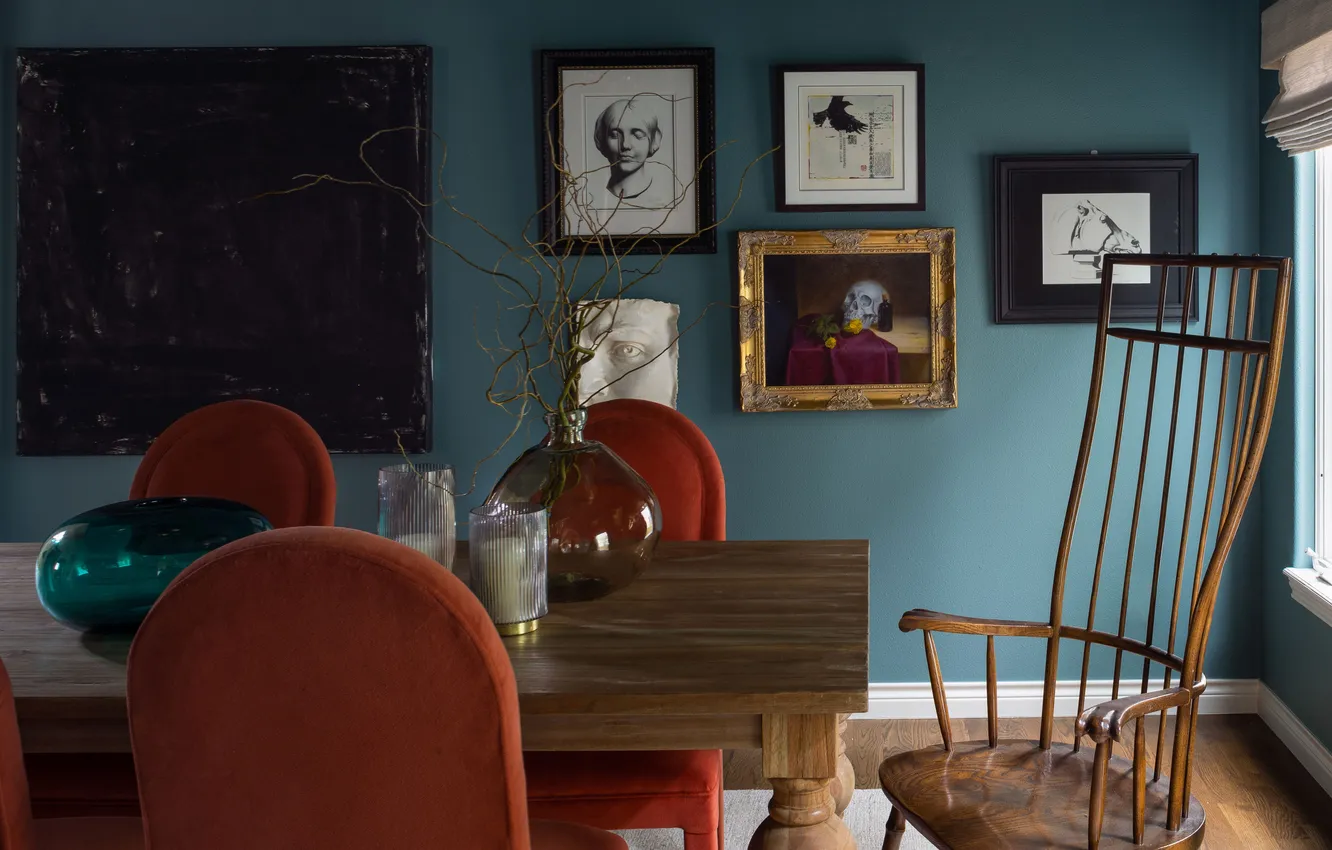 Photo wallpaper design, style, room, interior, picture, dining room, Blue Dining Room Ideas for Calm Entertaining Space