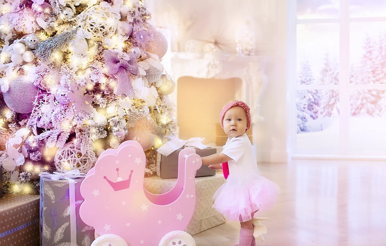 Photo wallpaper winter, nature, children, new year, tale, miracle, Studio, family photo shoot