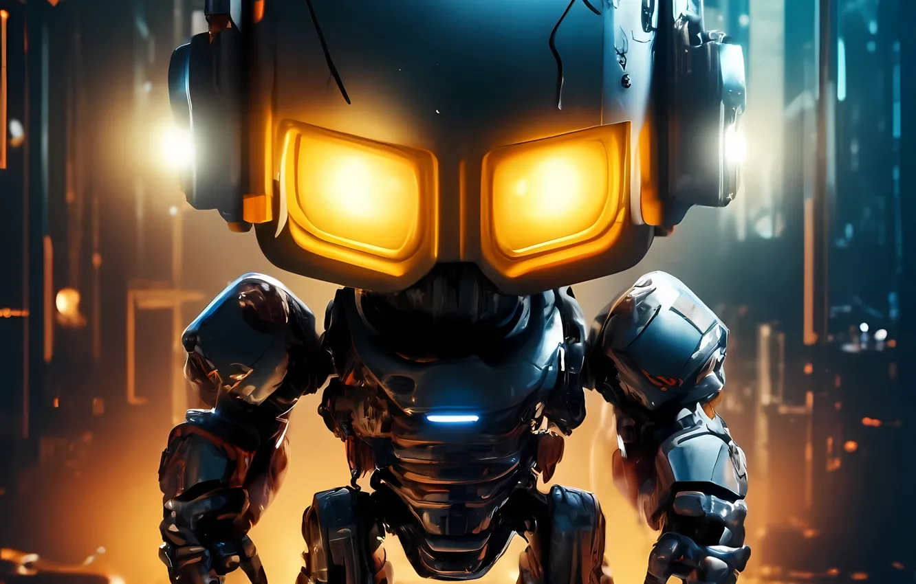 Photo wallpaper robot, big eyes, Doom, mini doom, AI ART