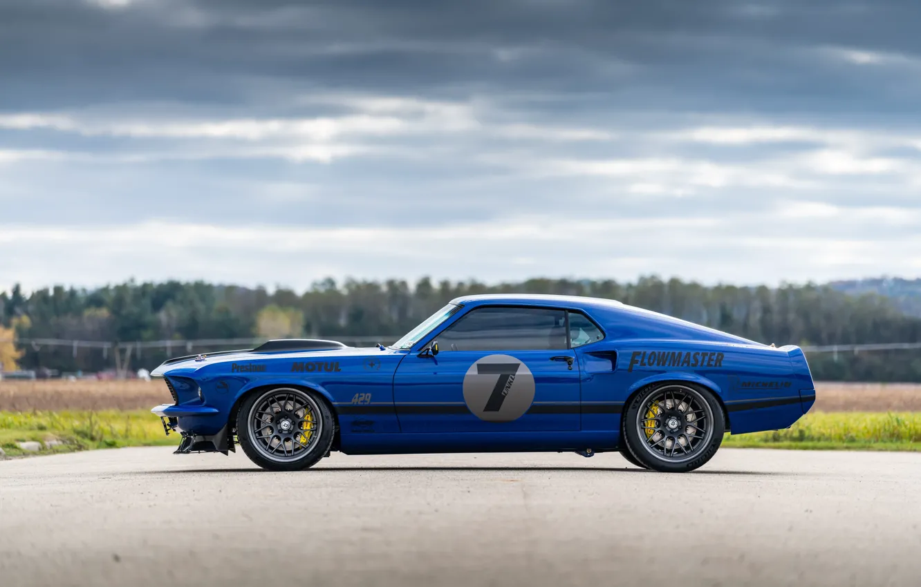 Photo wallpaper Ford, Wheel, Profile, 1969, Ford Mustang, Drives, Muscle car, Mach 1