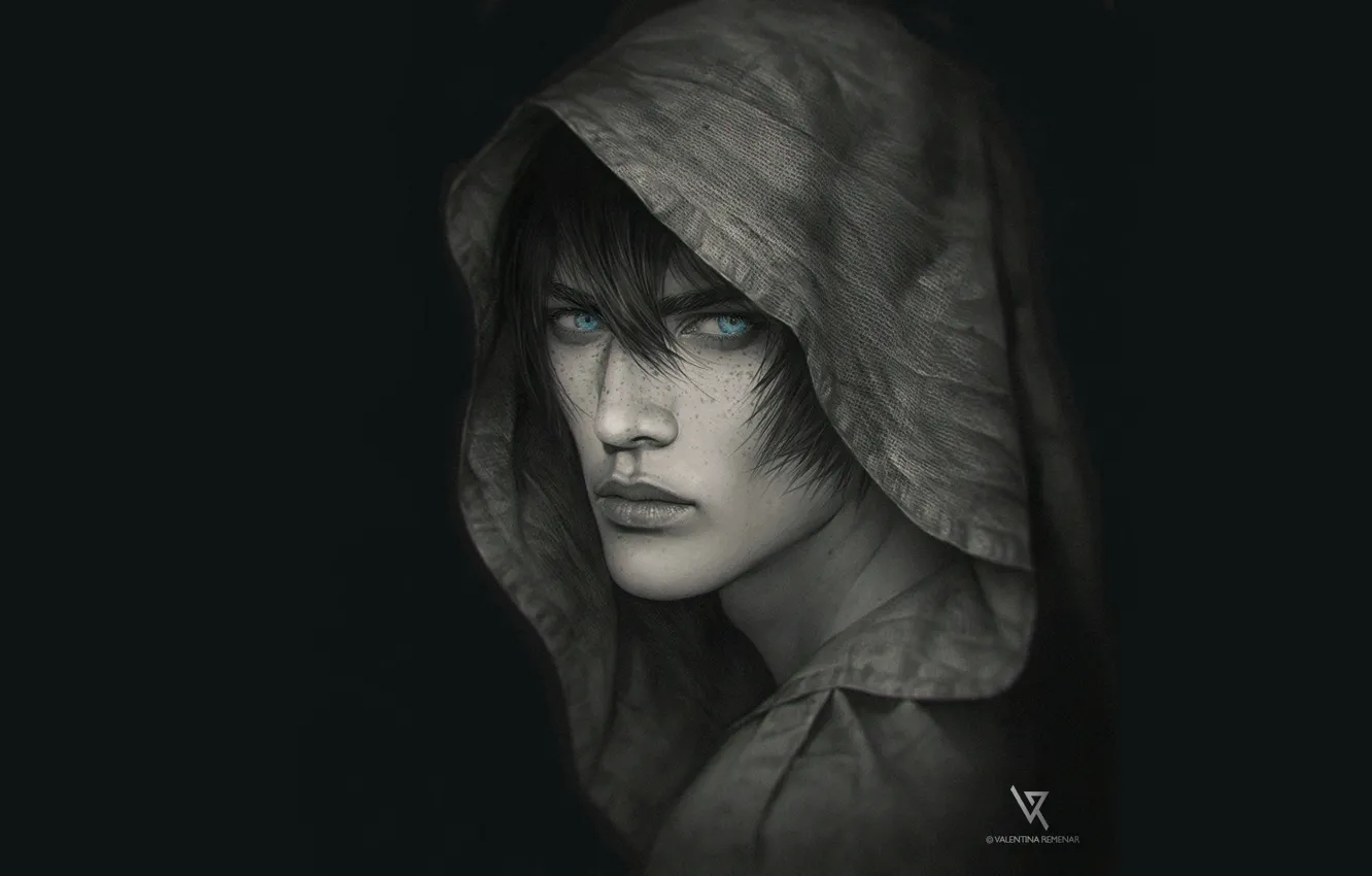 Photo wallpaper look, hood, guy