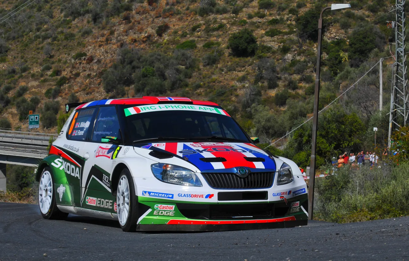 Photo wallpaper Asphalt, Car, Rally, Rally, The front, Skoda, Fabia, Fabia