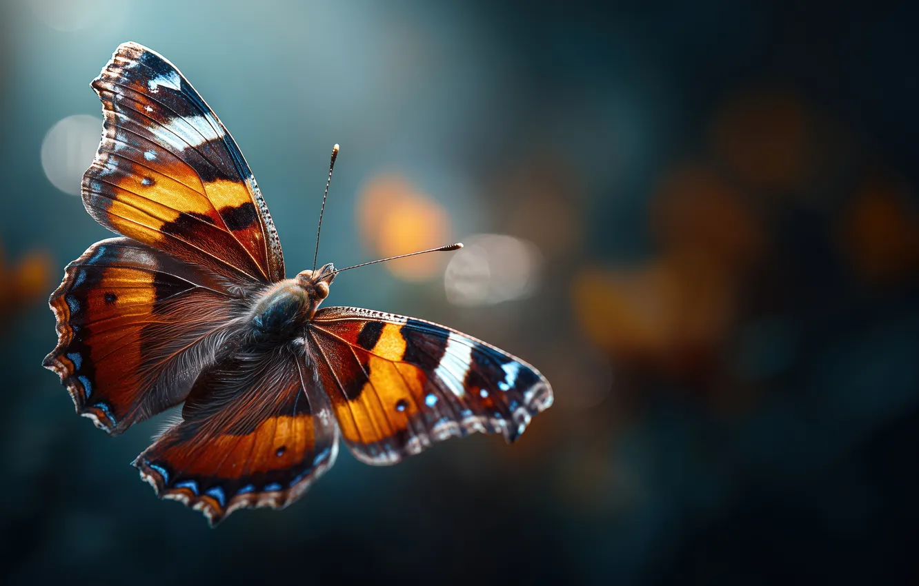 Photo wallpaper butterfly, closeup, depth of field, AI Art