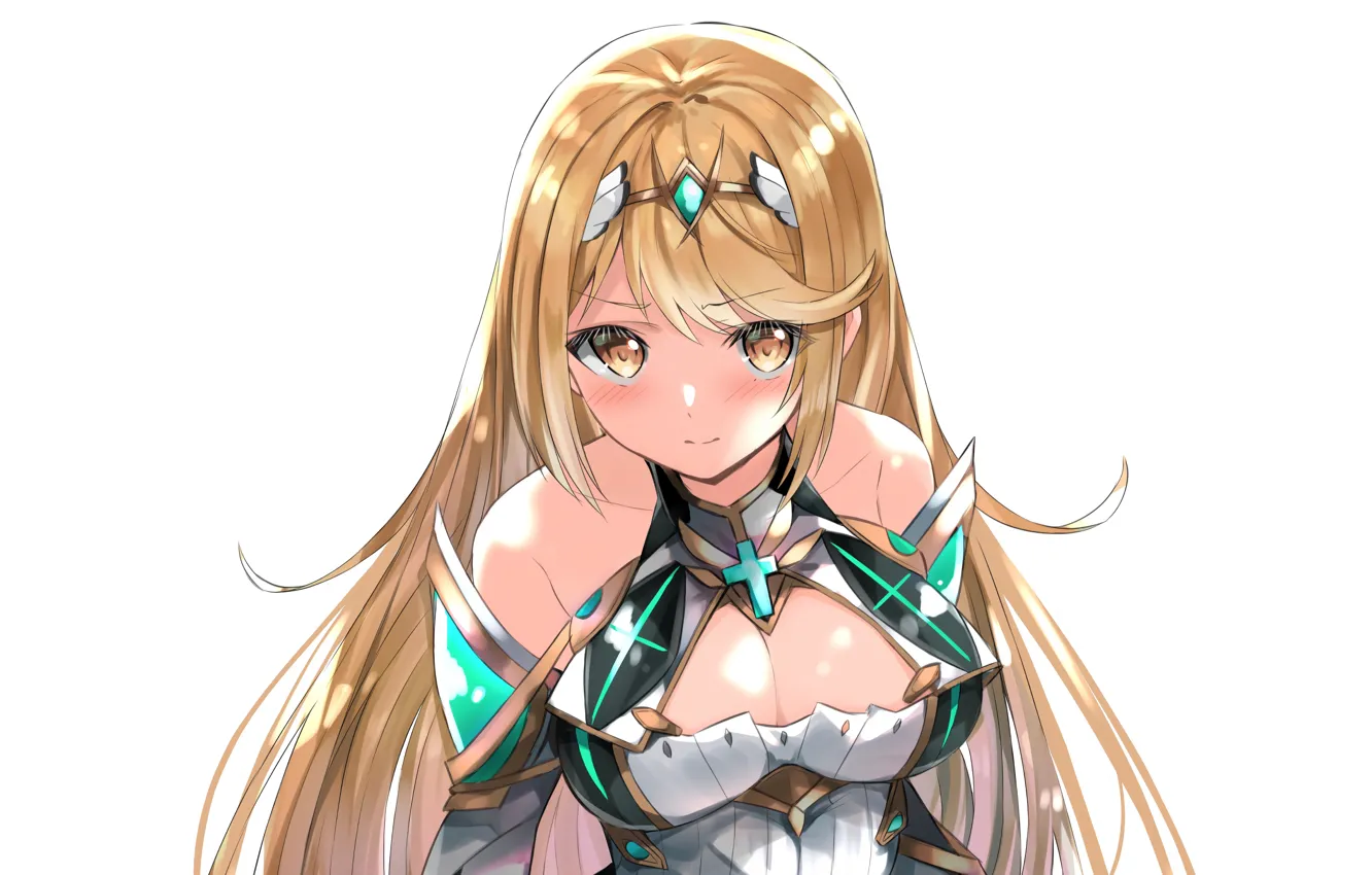 Photo wallpaper girl, sexy, cleavage, blouse, long hair, boobs, anime, beautiful