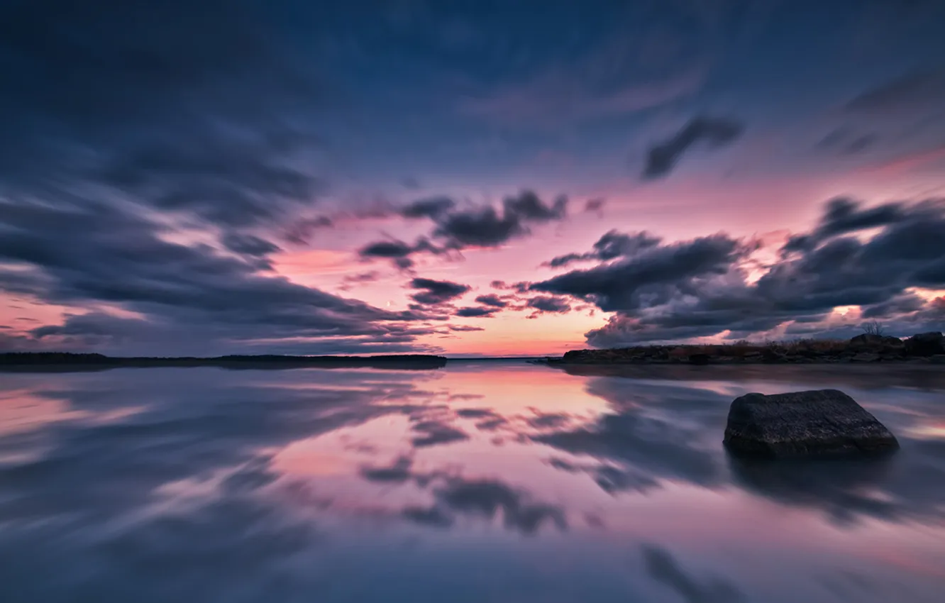 Photo wallpaper sea, the sky, water, landscape, nature, lake, stones, color