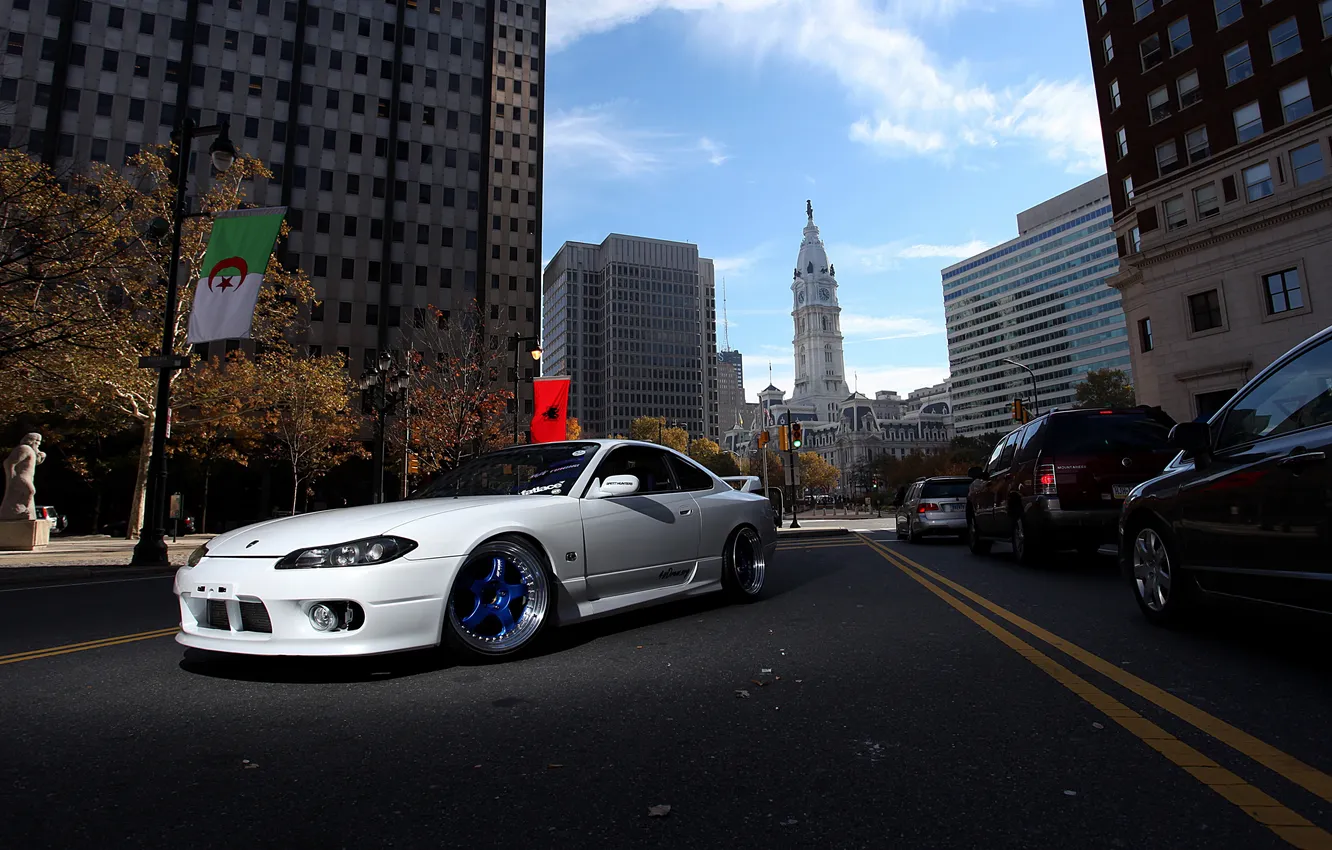 Photo wallpaper auto, the city, street, S15, Silvia, Nissan, Nissan