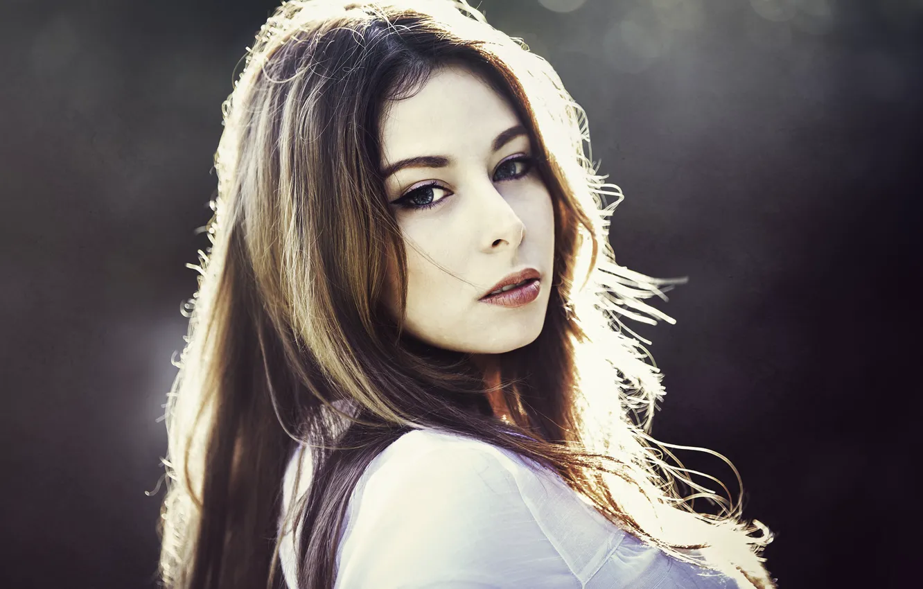 Photo wallpaper girl, portrait, brown hair