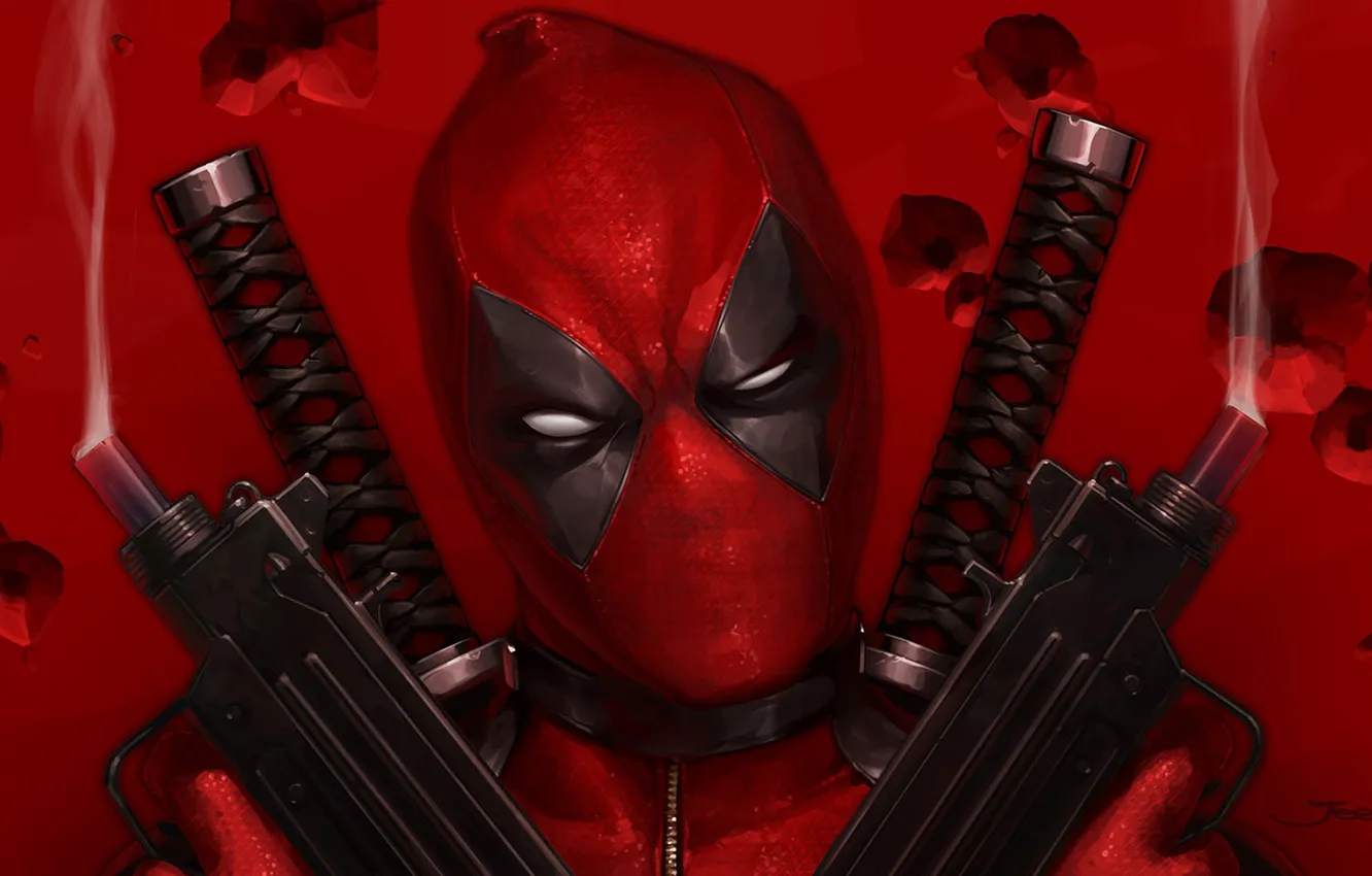 Photo wallpaper Figure, Gun, Mask, Art, Art, Deadpool, Marvel, Deadpool