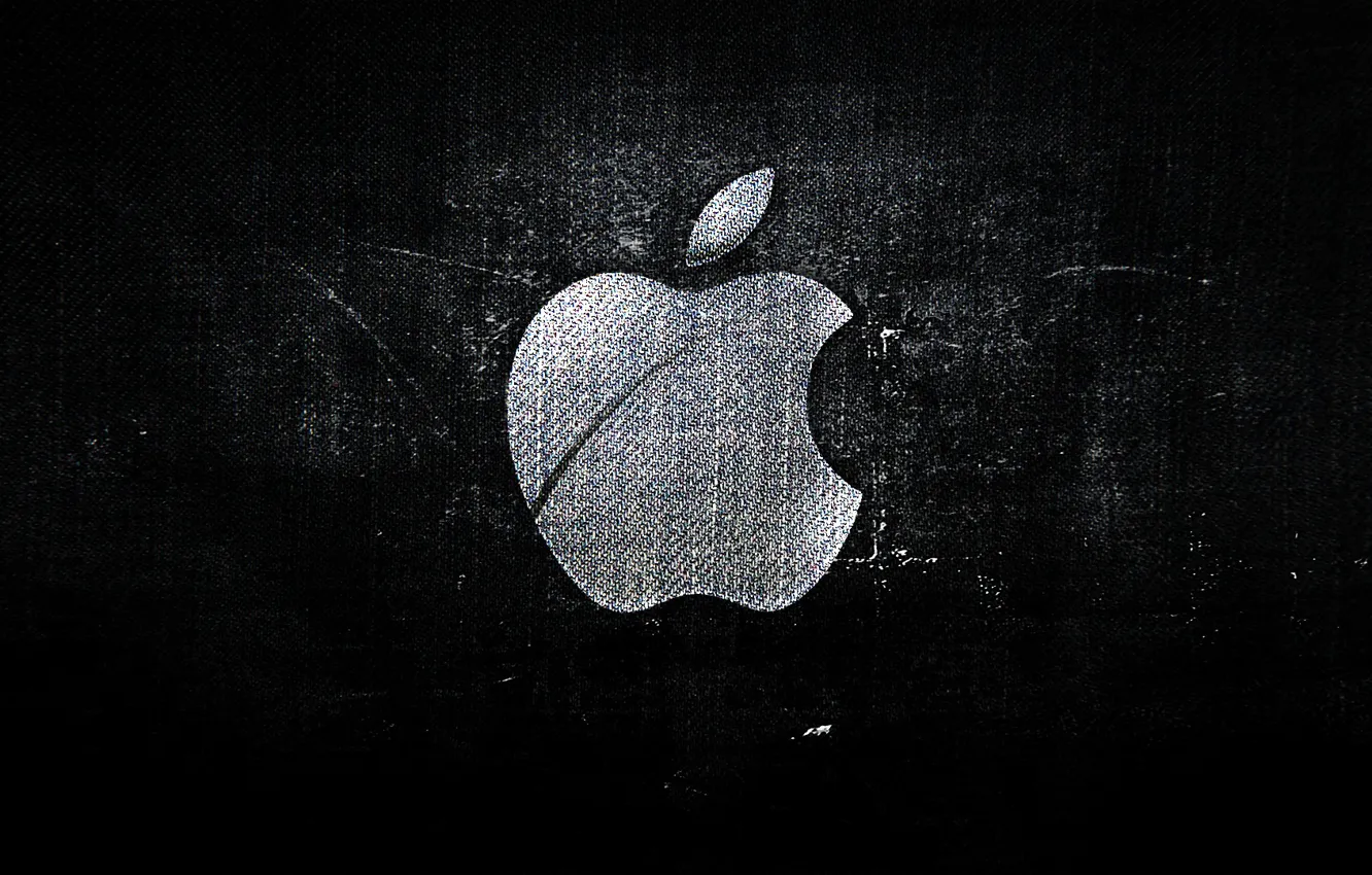Photo wallpaper grey, black, apple, logo, bitten Apple