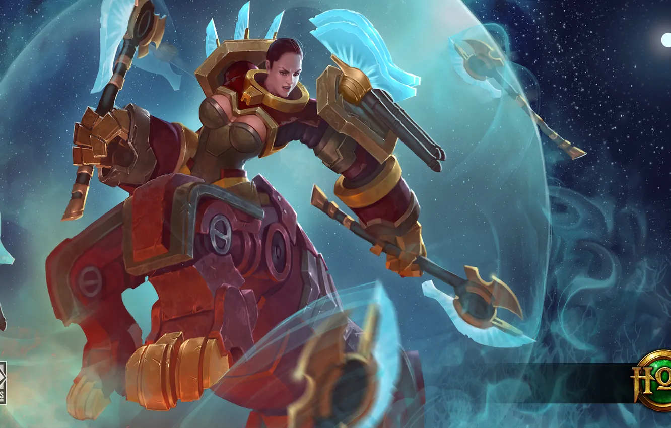 Photo wallpaper girl, robot, Heroes of Newerth, moba, Moraxus, Axia