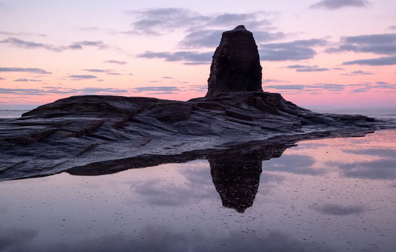 Photo wallpaper sea, landscape, sunset, rocks