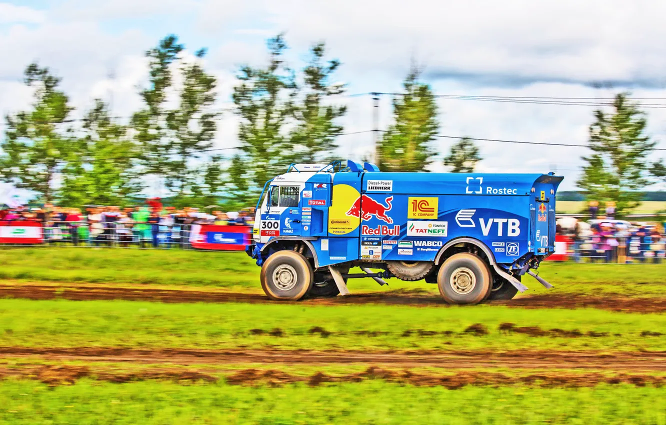 Photo wallpaper grass, race, sport, speed, Master, Russia, Kamaz, Rally