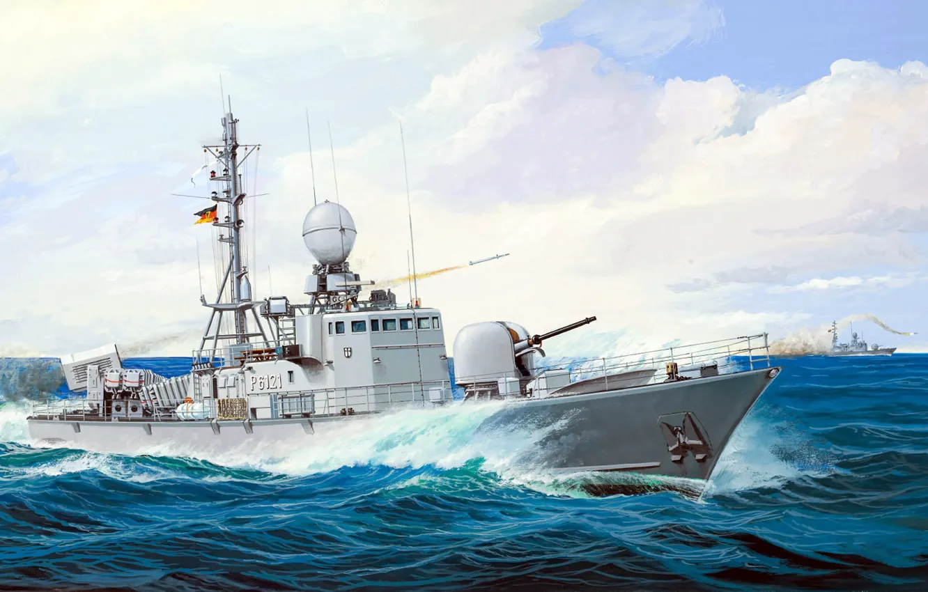 Photo wallpaper Cheetah, German fighting boat, Kl.143A, Fast boat, The naval forces of Germany