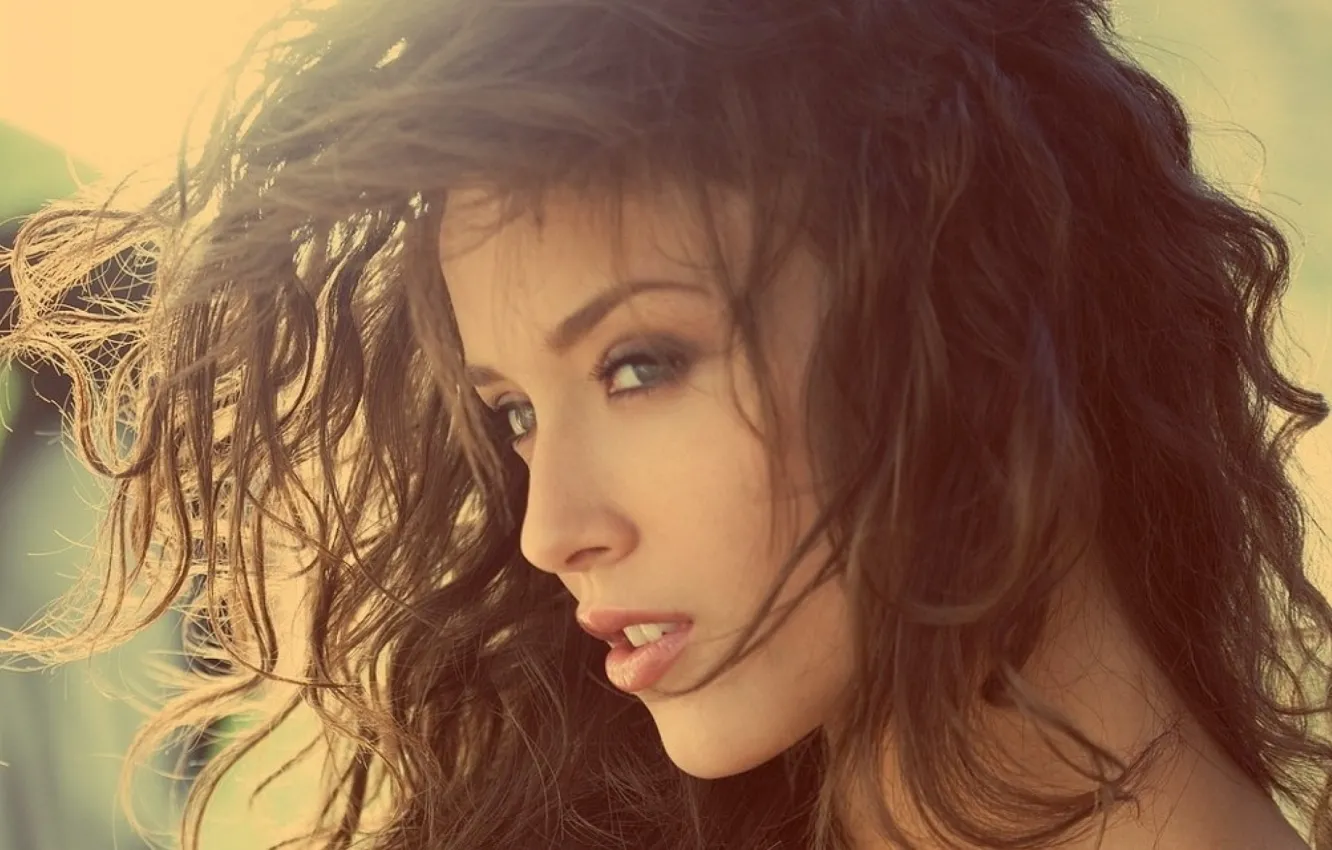 Photo wallpaper face, brunette, Malena Morgan