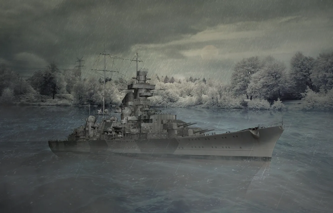 Photo wallpaper German, Water, War, Cruiser, Warship, Prince, Eugen