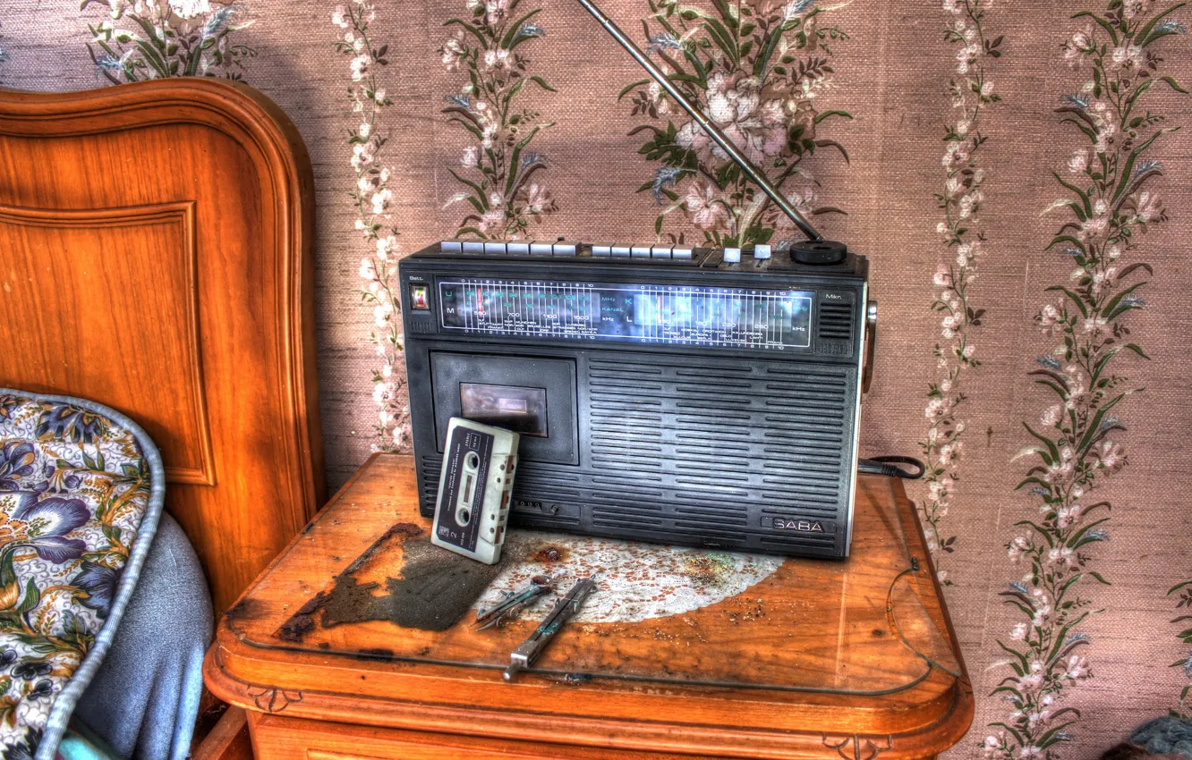 Photo wallpaper background, cassette, radio