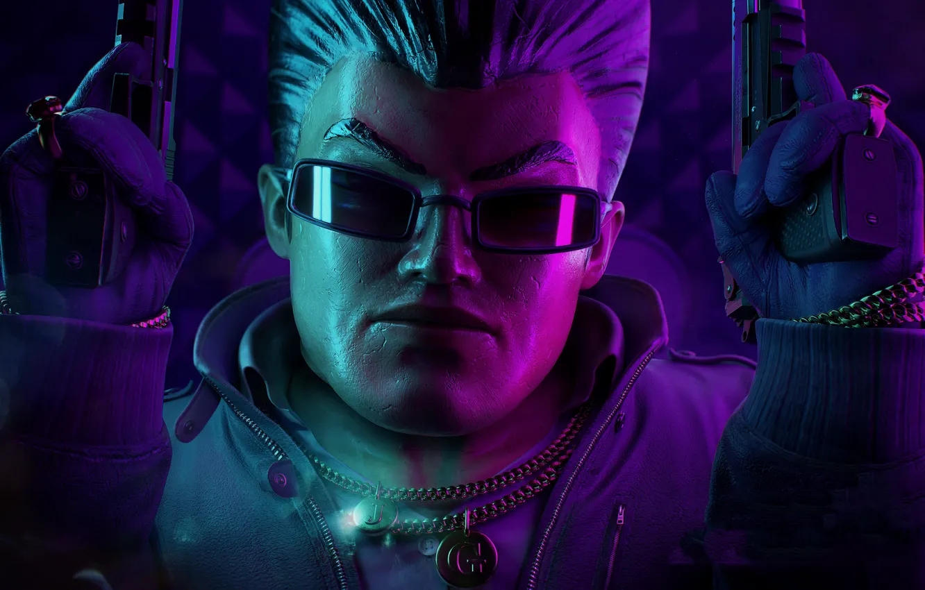 Photo wallpaper man, glasses, chain, Saints Row: The Third