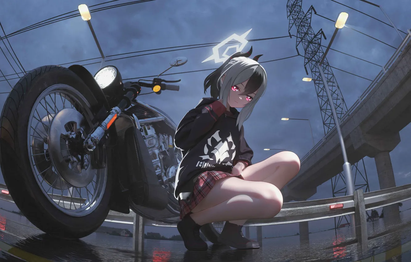 Photo wallpaper red eyes, anime girls, Schoolgirl, video game characters, Onikata Kayoko