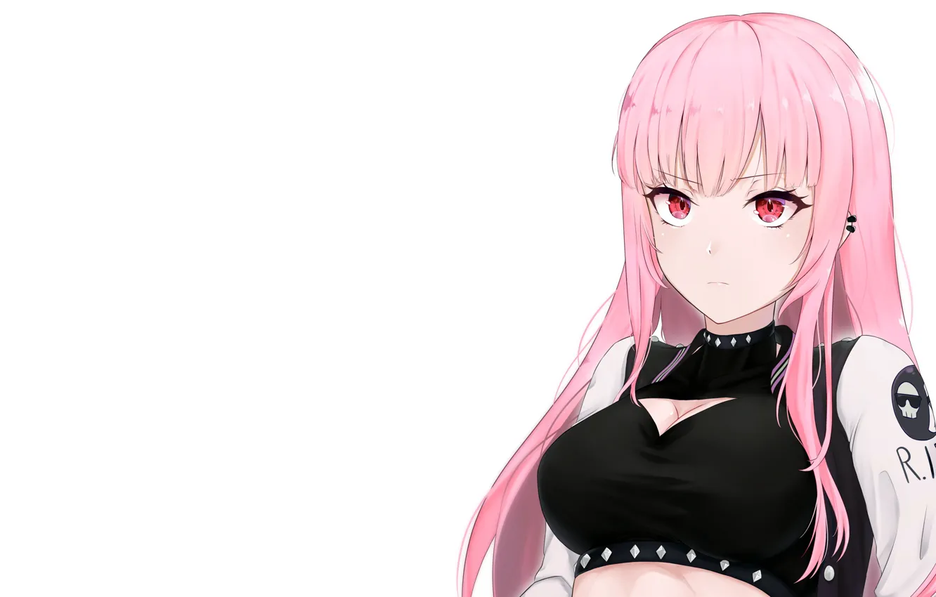 Photo wallpaper girl, sexy, cleavage, pink hair, long hair, boobs, anime, beautiful