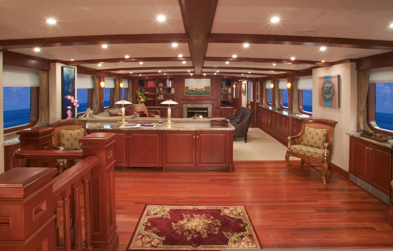 Photo wallpaper design, style, interior, luxury motor yacht Stargazer, main salon