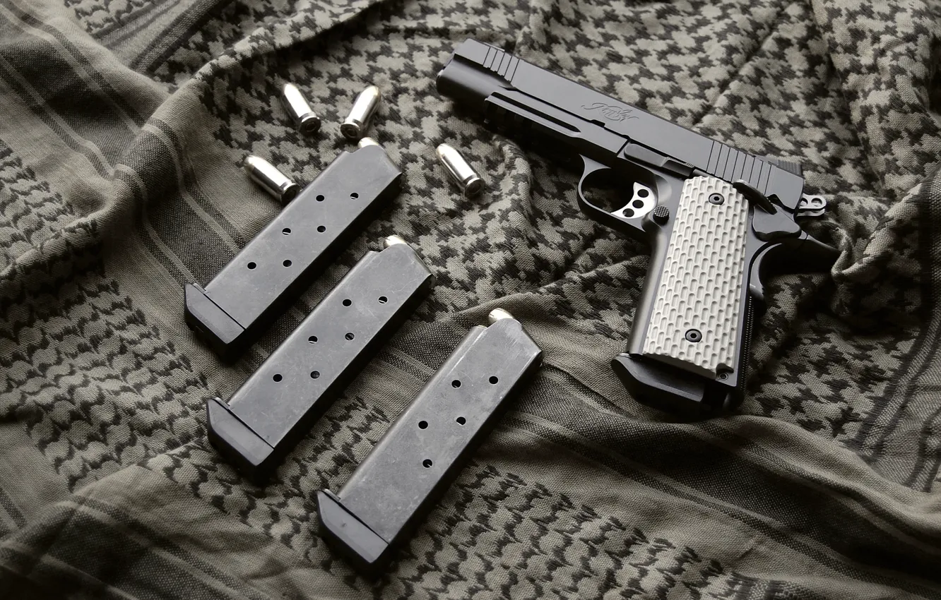 Photo wallpaper gun, weapons, fabric, shop, 1911, Kimber Custom