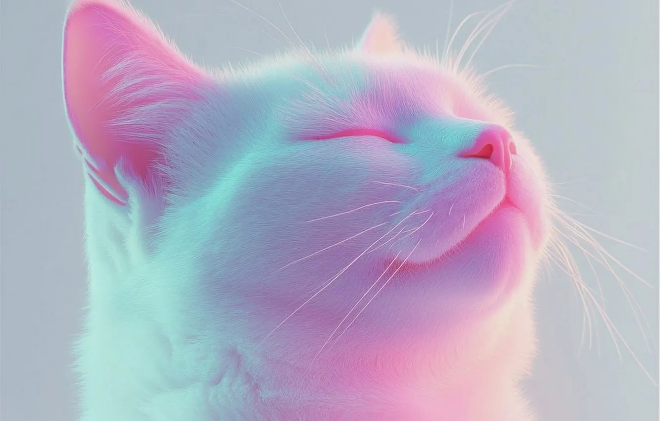 Photo wallpaper cat, white, face, generated by AI