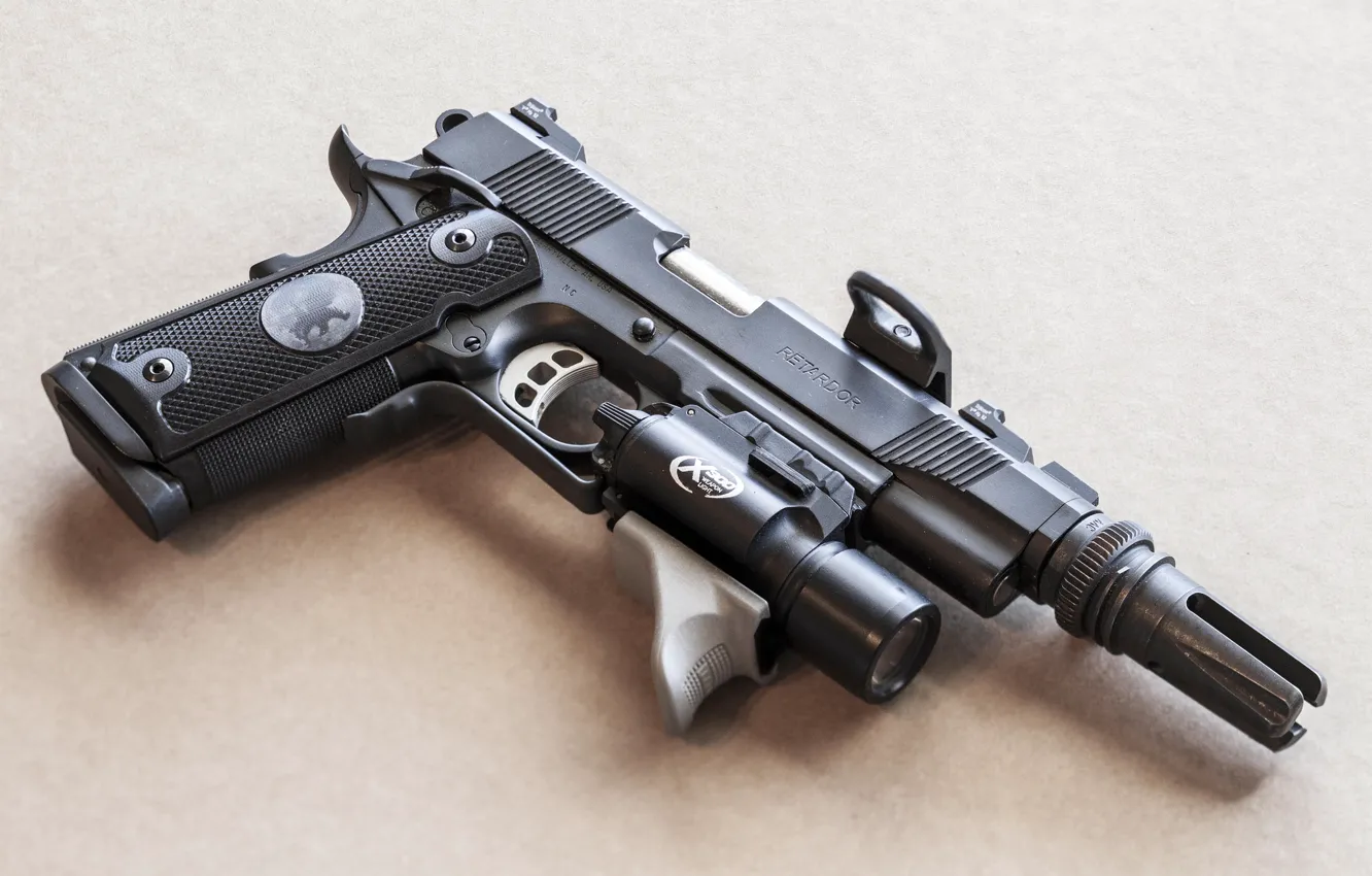 Photo wallpaper gun, weapons, Predator, 1911, Nighthawk Custom