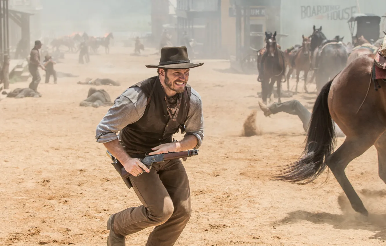 Photo wallpaper cinema, wallpaper, gun, pistol, weapon, hat, dead, dust