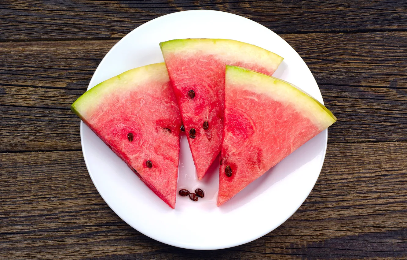 Photo wallpaper watermelon, plate, pieces