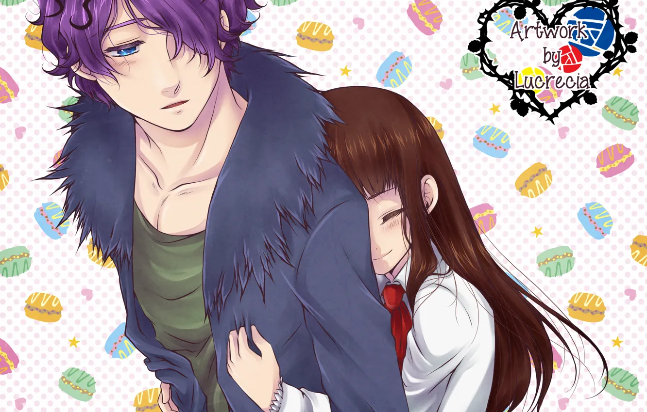 Photo wallpaper girl, the game, art, pair, guy, hug