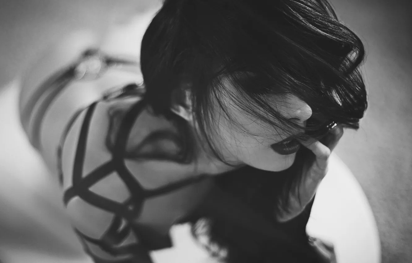 Photo wallpaper girl, girl, Black and white, beatufiul