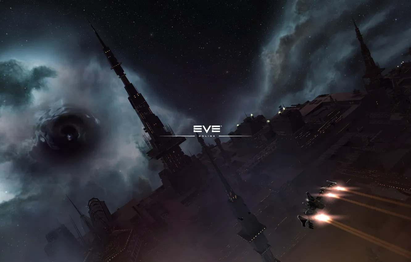 Photo wallpaper space, nebula, station, space, spaceship, eve online, space ship, The wormhole