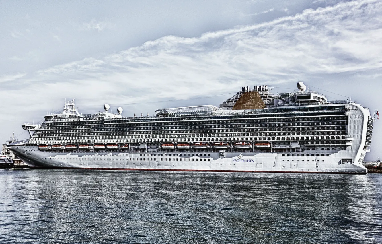 Photo wallpaper sea, the sky, clouds, ship, The ship