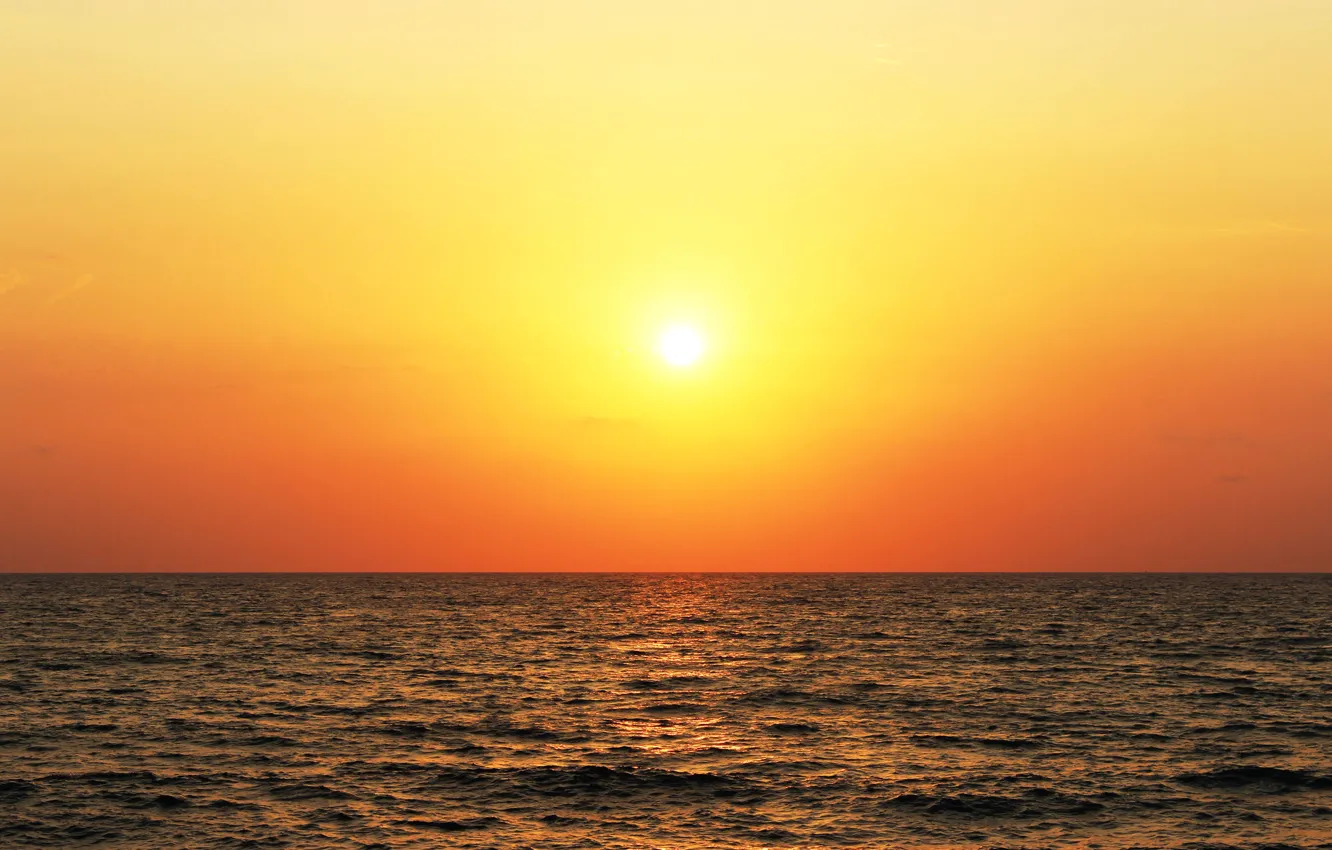 Photo wallpaper sea, sunset, the evening