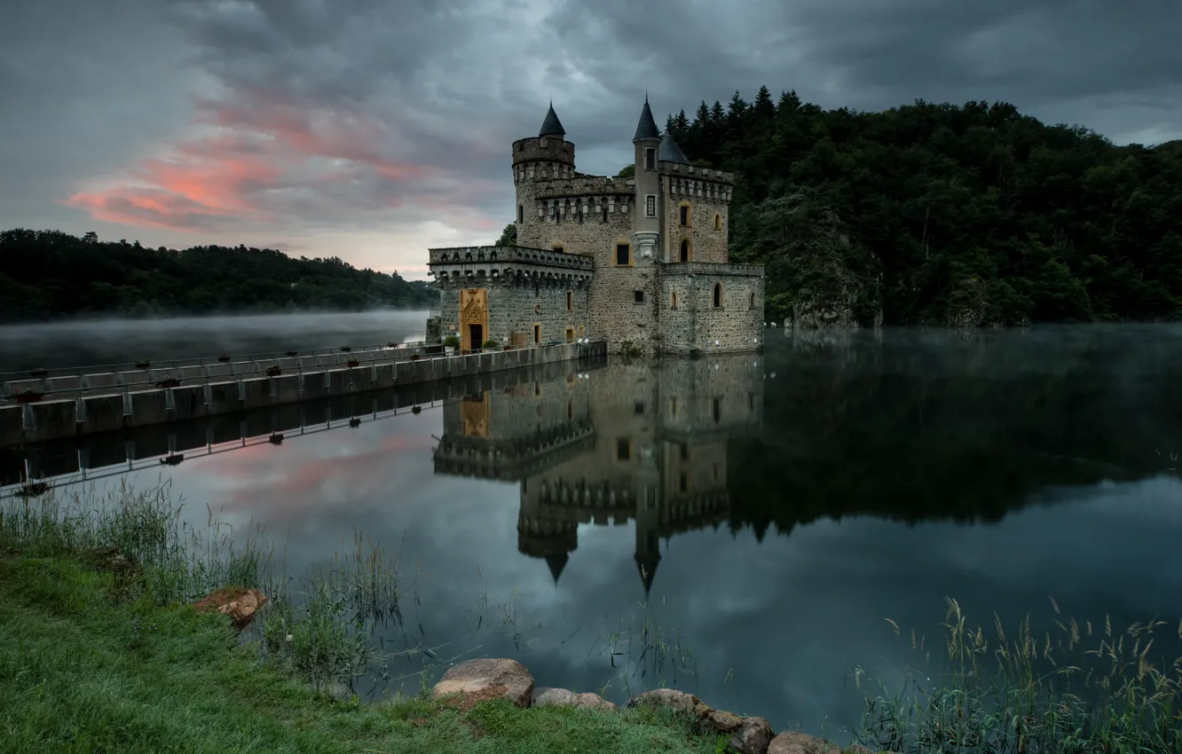 Photo wallpaper nature, lake, castle