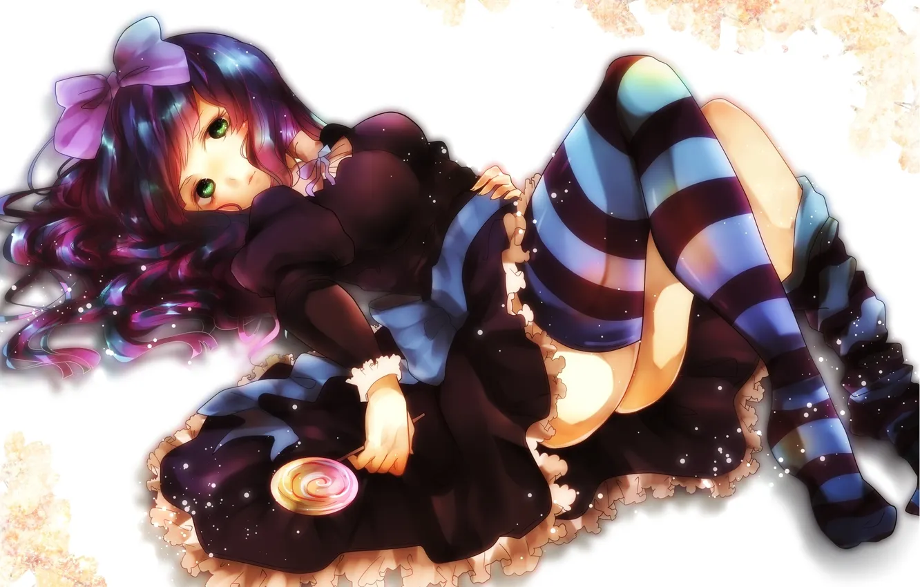 Photo wallpaper girl, anime, art, candy, Panty And Stocking With Garterbelt, Chalco, Anarchy Stocking, sumomo kaze