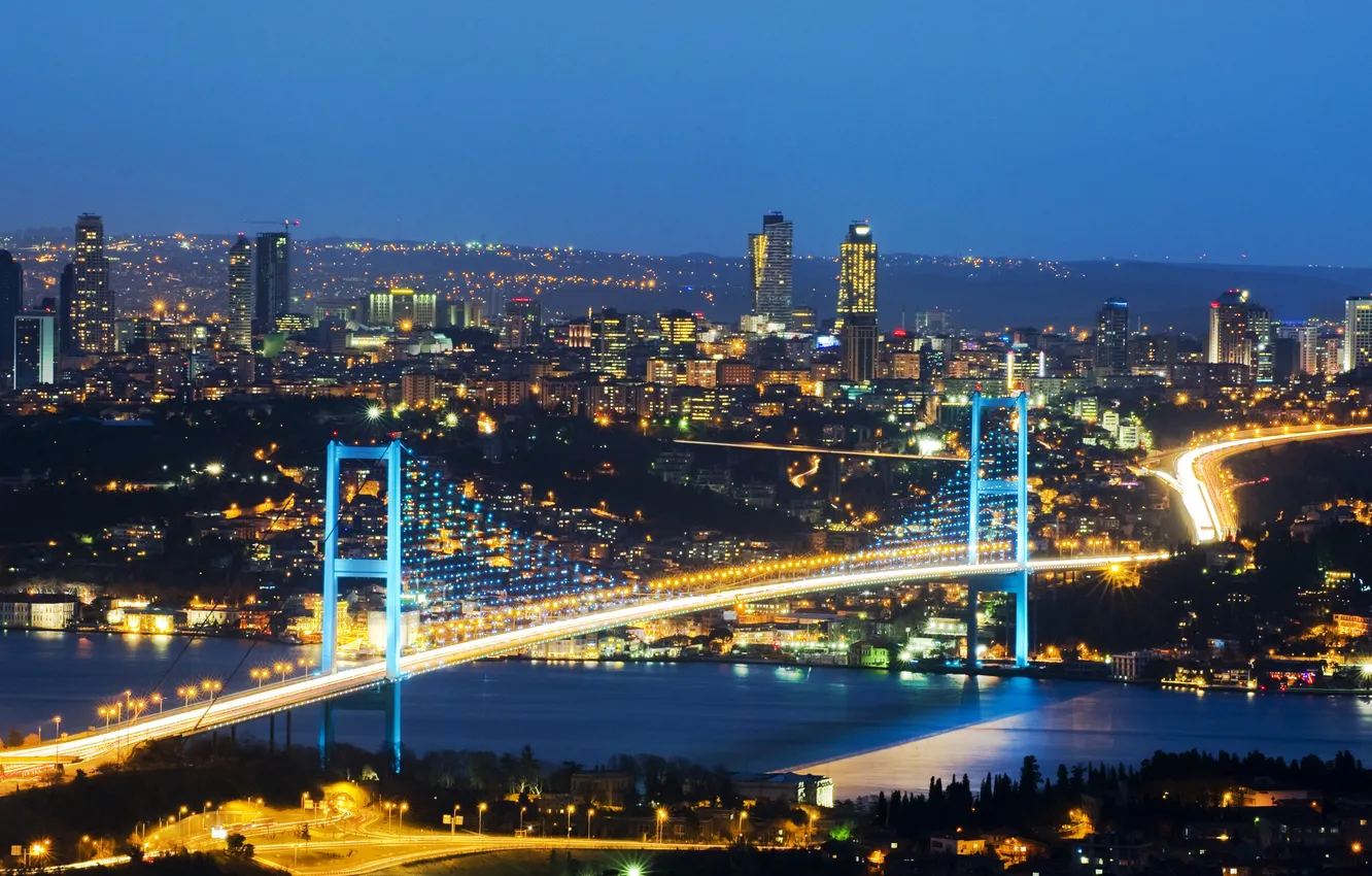 Photo wallpaper night, nature, city, the city, lights, lights, building, nature