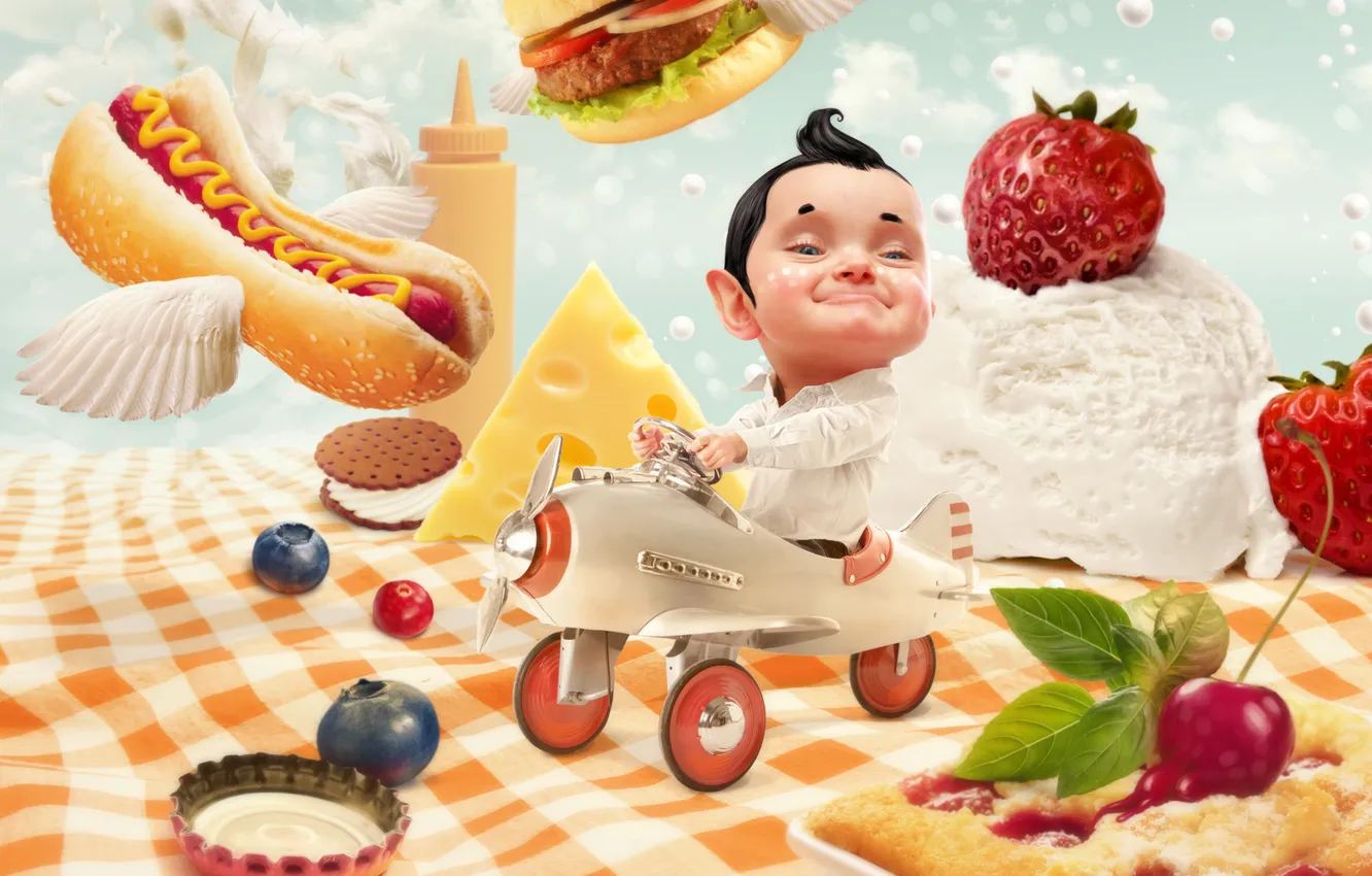 Photo wallpaper baby, Aviator, Diner