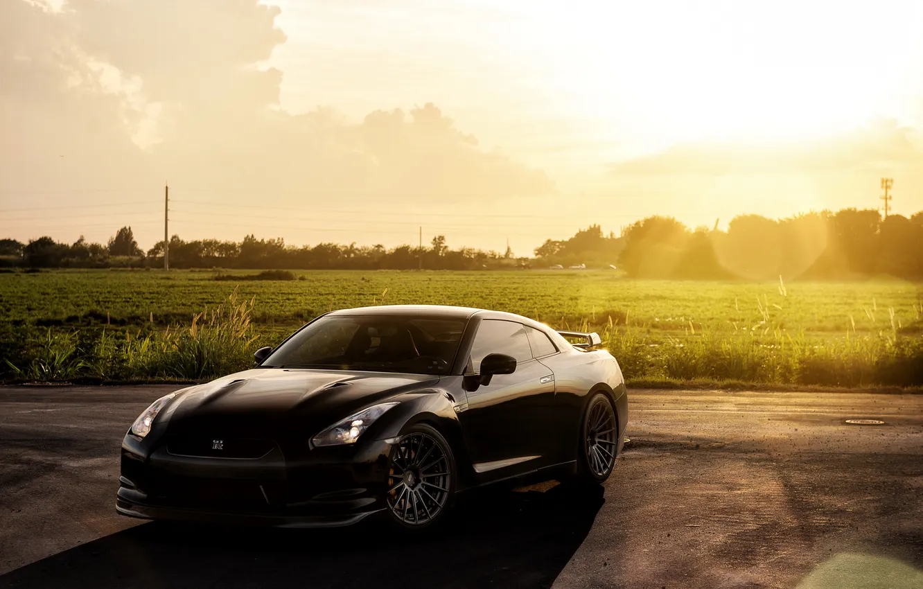 Photo wallpaper car, black, Nissan, rechange, Nissan GT-R