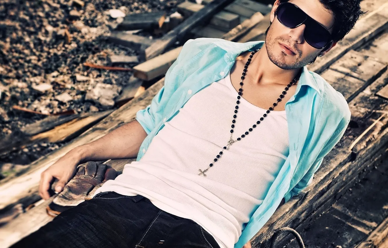 Photo wallpaper sexy, glasses, shirt, guy