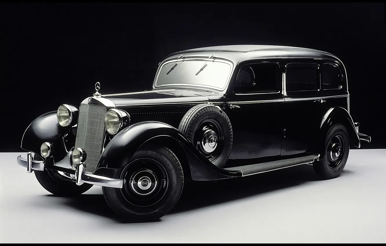 Photo wallpaper retro, black, Shine, Mercedes