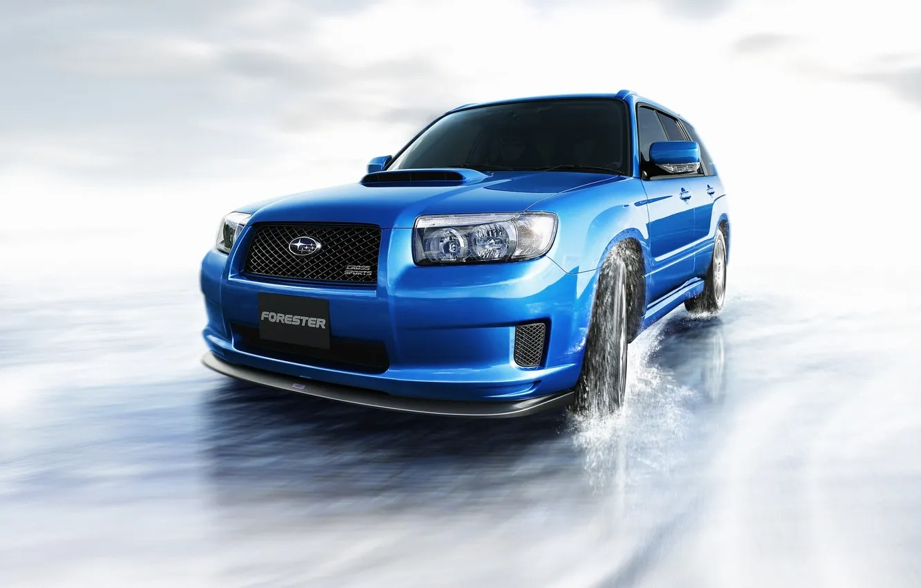 Photo wallpaper squirt, blue, ice, jeep, subaru, the front, Subaru, Forester