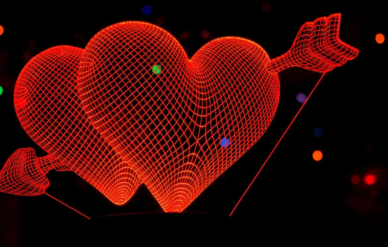 Photo wallpaper line, background, heart, arrows, Valentine