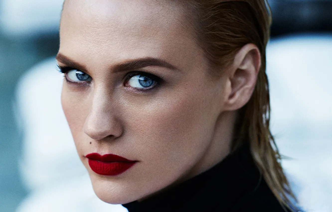 Photo wallpaper girl, long hair, photo, blue eyes, model, bokeh, lips, face