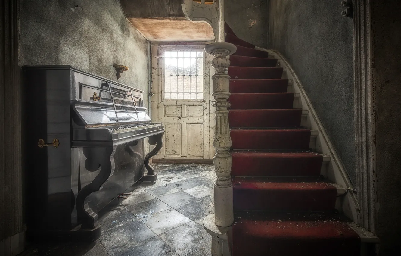 Photo wallpaper music, ladder, piano